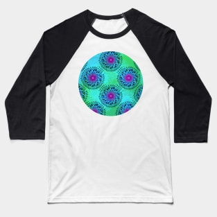 Teardrop Concentric Circle Pattern (Turquoise and Blue) Baseball T-Shirt